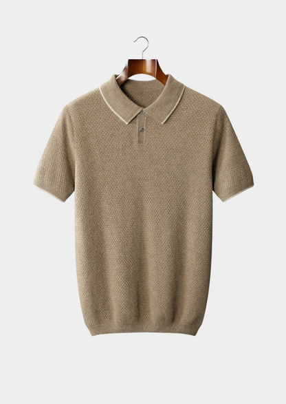 Premium Cashmere Beige Two-Tone Polo | Auremmont