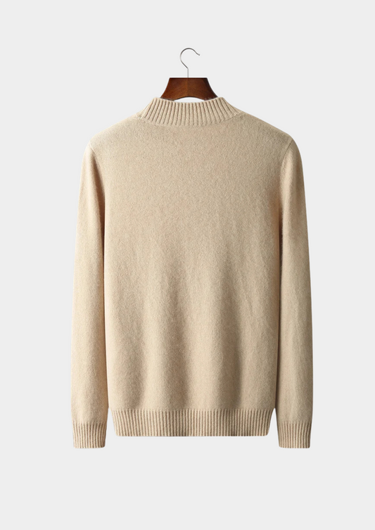 Pure Extra-Fine Merino Wool Jacquard Mockneck | Auremmont