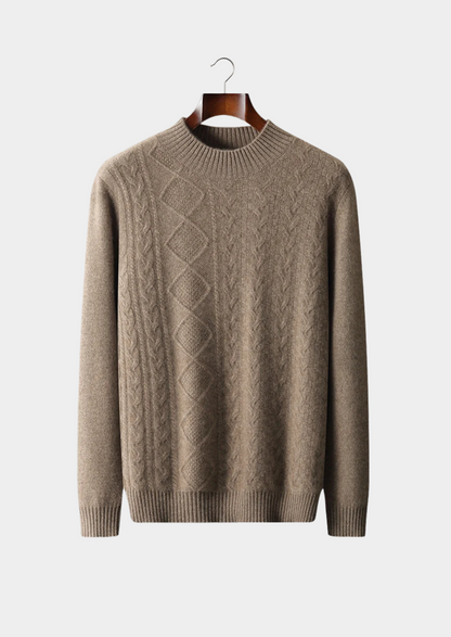 Pure Extra-Fine Merino Wool Jacquard Mockneck | Auremmont