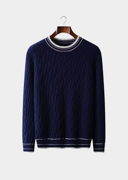Pure Extra-Fine Merino Wool Jacquard Crewneck | Auremmont