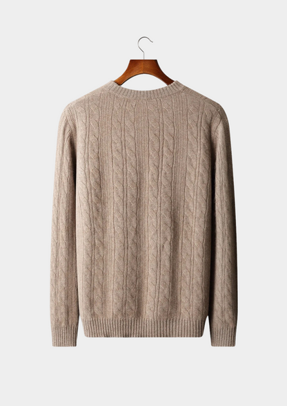 Pure Extra-Fine Merino Wool Cable Crewneck | Auremmont