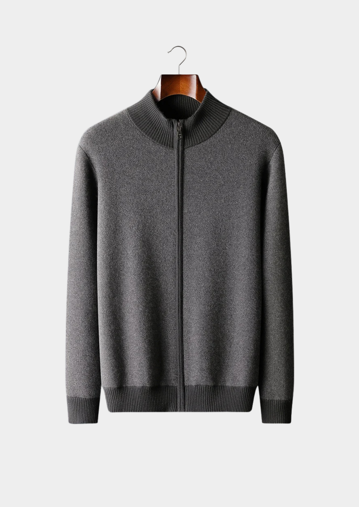 Premium Cashmere Jacquard Zip Cardigan | Auremmont