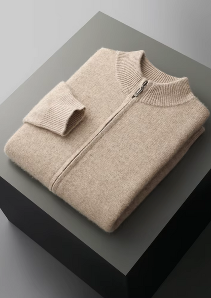 Pure Extra-Fine Merino Wool Zipper Cardigan | Auremmont