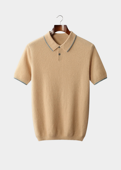 Premium Cashmere Mustard Two-Tone Polo | Auremmont