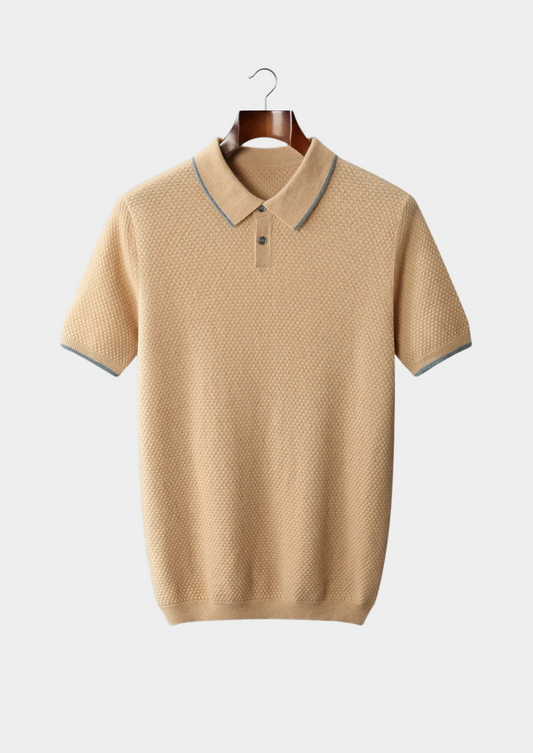 Premium Cashmere Mustard Two-Tone Polo | Auremmont