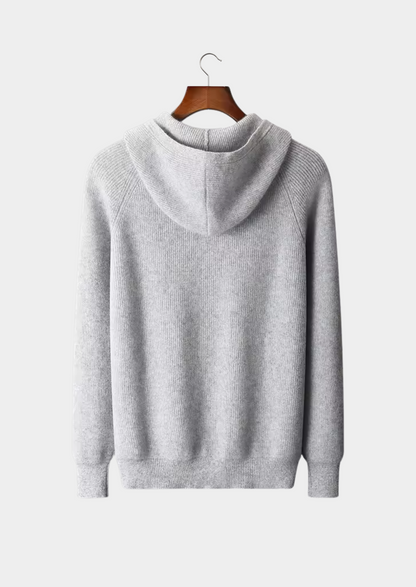 Pure Extra-Fine Merino Wool Ribbed Zip Hoodie | Auremmont