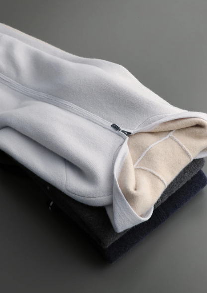 Premium Cashmere Two-Tone Zipper Hoodie | Auremmont