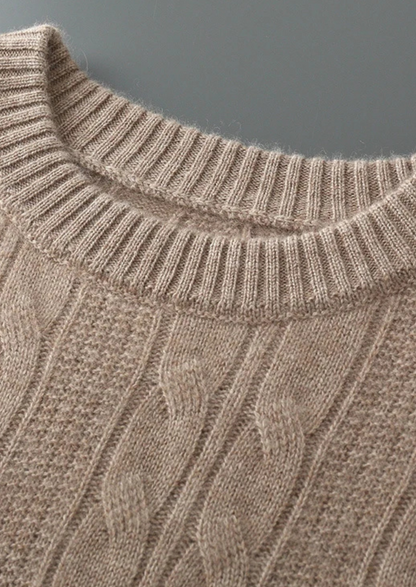 Pure Extra-Fine Merino Wool Cable Crewneck | Auremmont