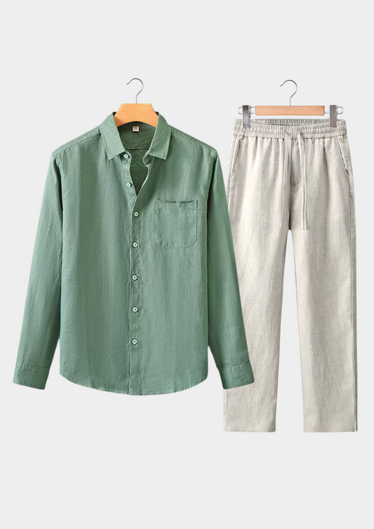 Dolcevita Longsleeve Summer Set - Green/beige | Auremmont