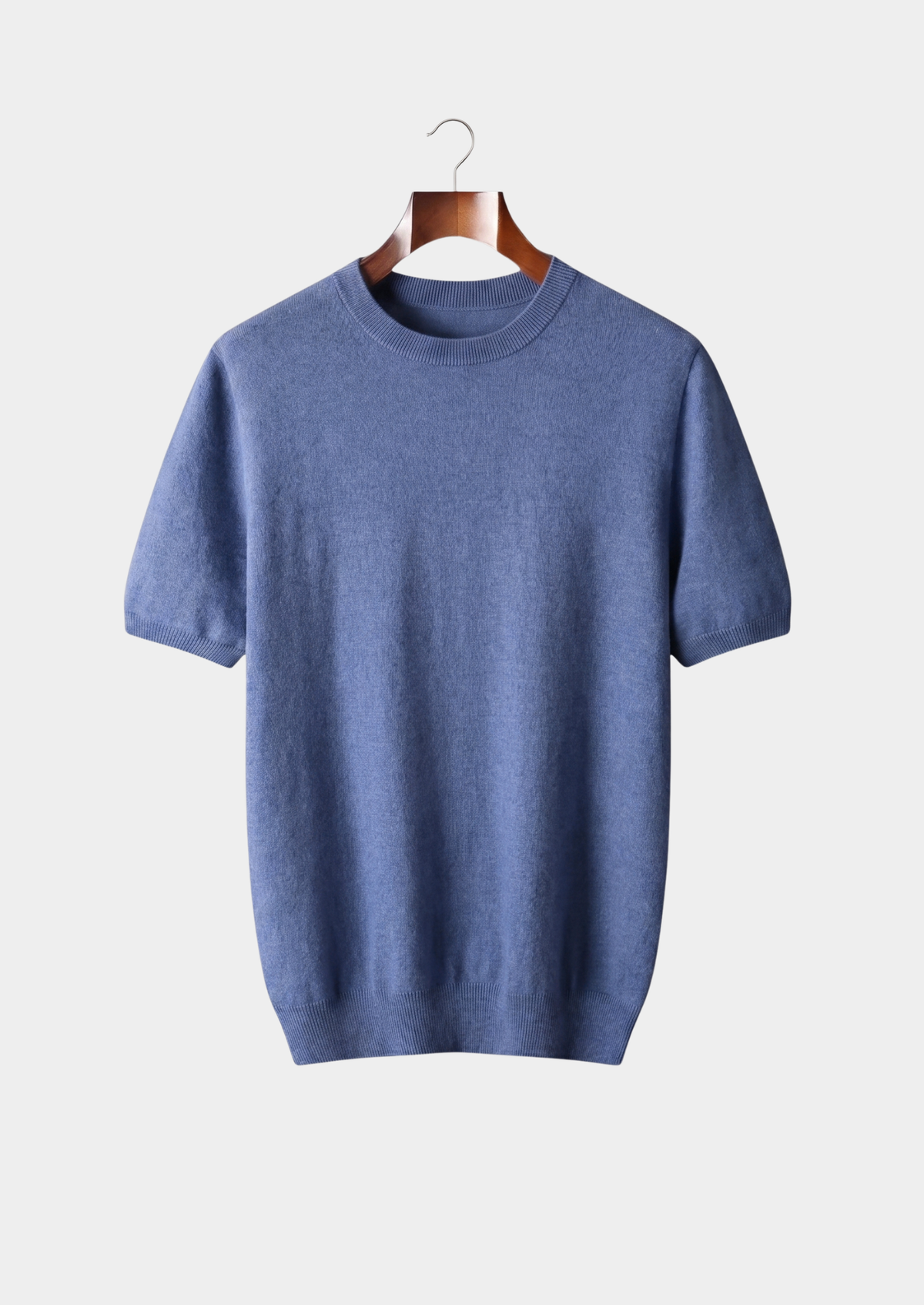 Premium Cashmere Classic Crewneck T-Shirt - Deep Atlantic | Auremmont