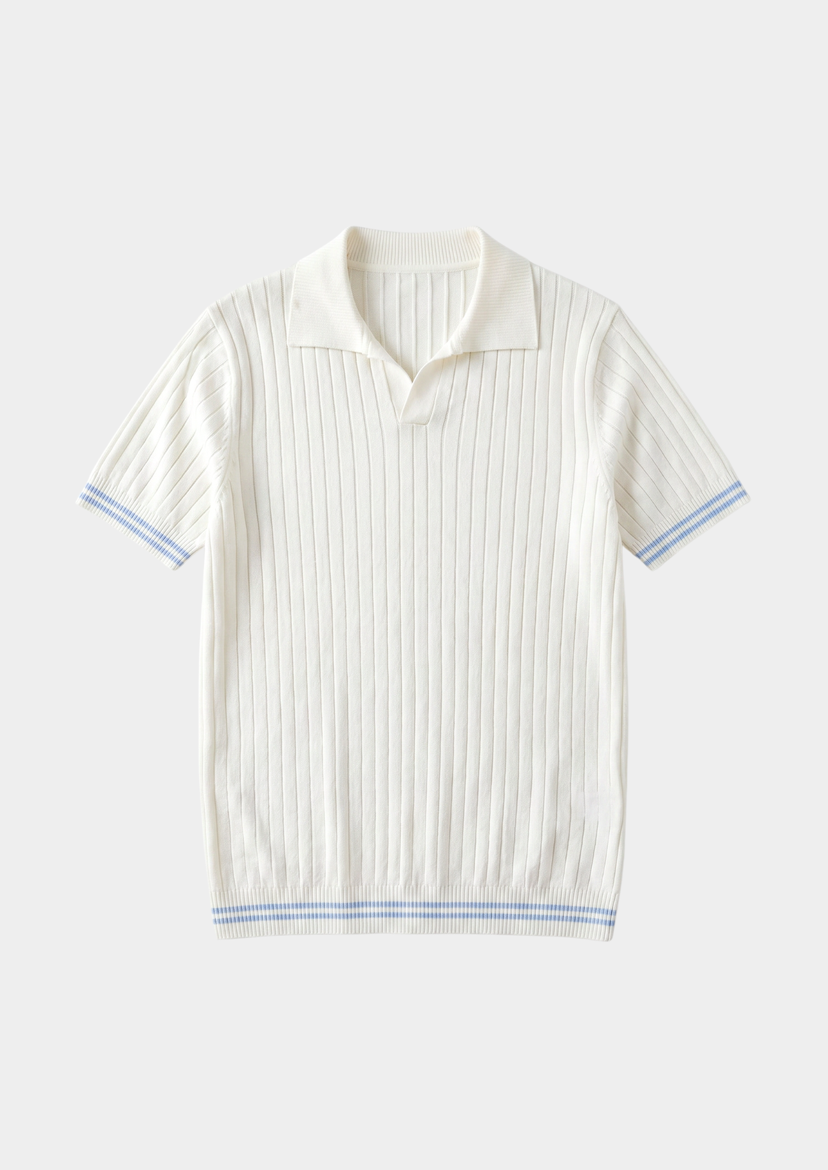 Pierre Ivory Ribbed Buttonless Polo | Auremmont