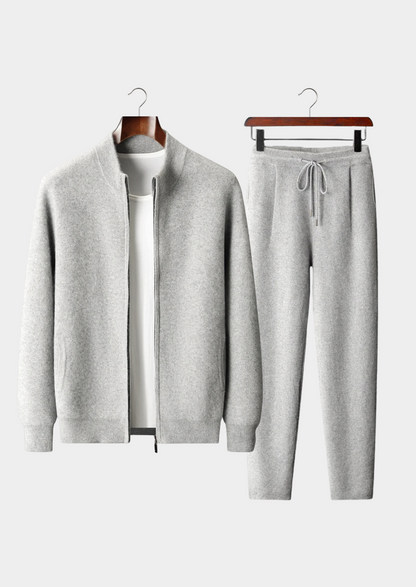 Premium Cashmere Light Gray Denis Leisure Set | Auremmont