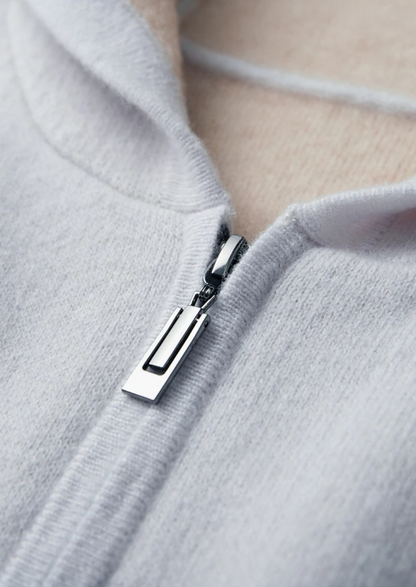 Premium Cashmere Two-Tone Zipper Hoodie | Auremmont