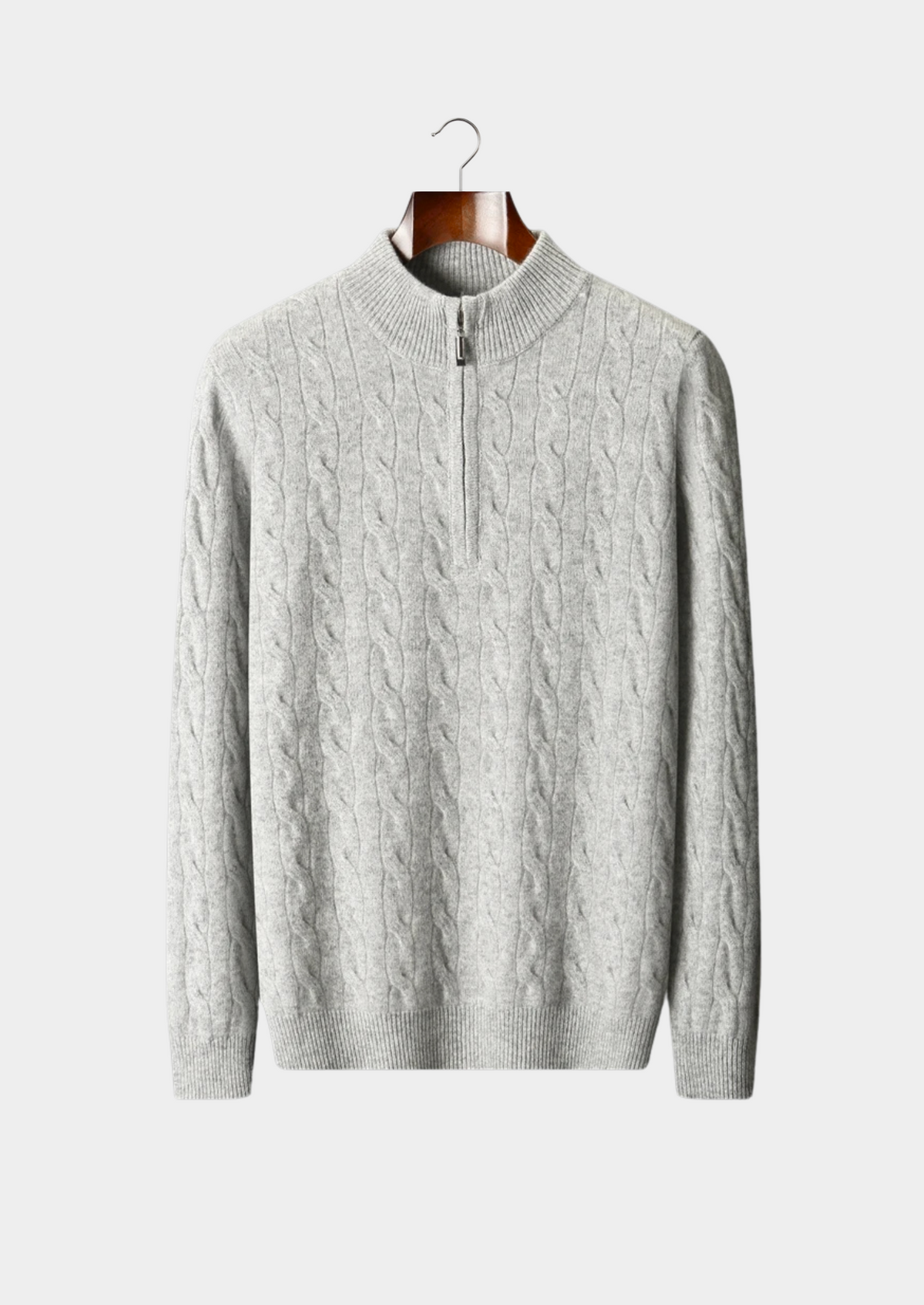 Pure Extra-Fine Merino Wool Cable Half Zip | Auremmont