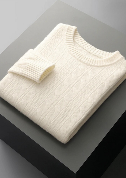 Pure Extra-Fine Merino Wool Cable Crewneck | Auremmont