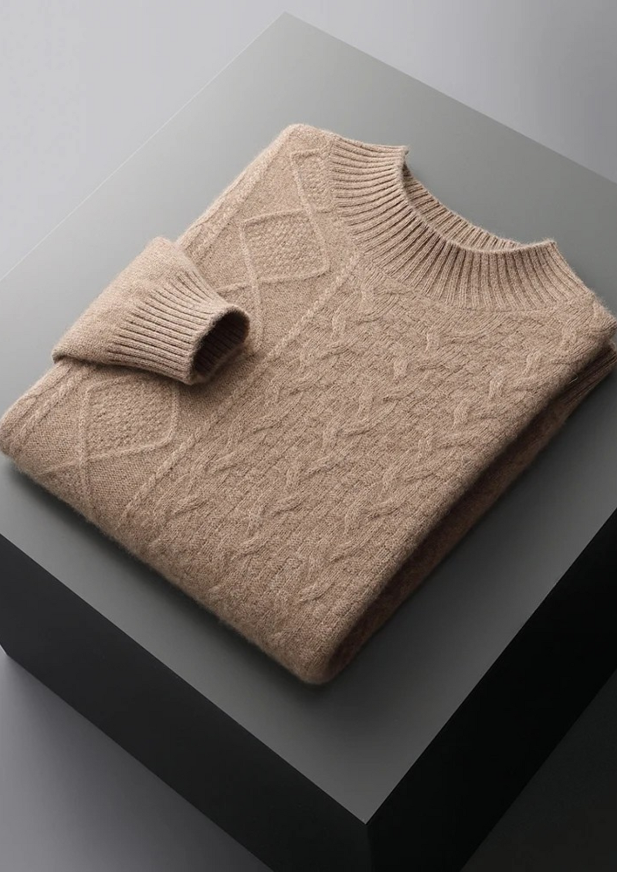 Pure Extra-Fine Merino Wool Jacquard Mockneck | Auremmont