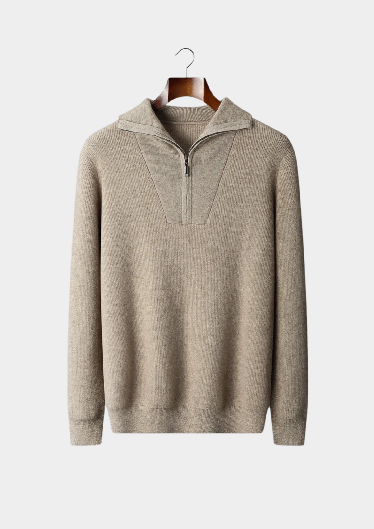 Premium Cashmere Ribbed Half-Zip Sweater | Auremmont