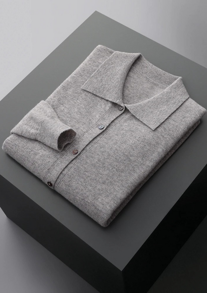 Pure Extra-Fine Merino Wool Polo Cardigan | Auremmont