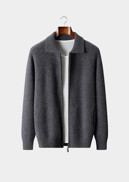 Premium Cashmere Zip Polo Cardigan | Auremmont
