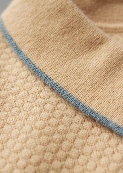 Premium Cashmere Mustard Two-Tone Polo | Auremmont