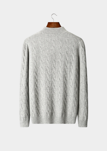 Pure Extra-Fine Merino Wool Cable Half Zip | Auremmont