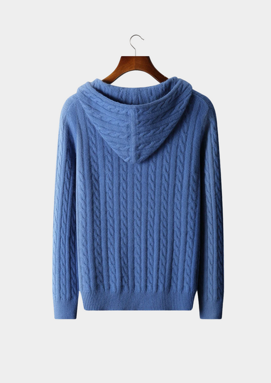 Premium Cashmere Cable Knit Zipper Hoodie | Auremmont