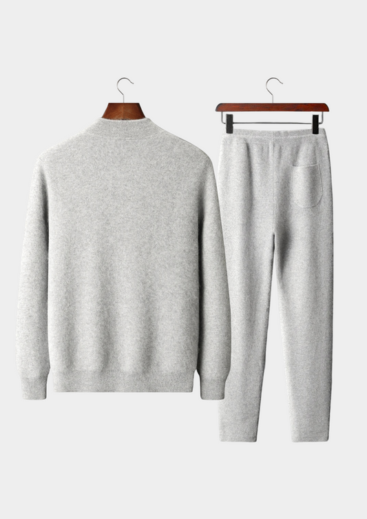 Premium Cashmere Light Gray Denis Leisure Set | Auremmont