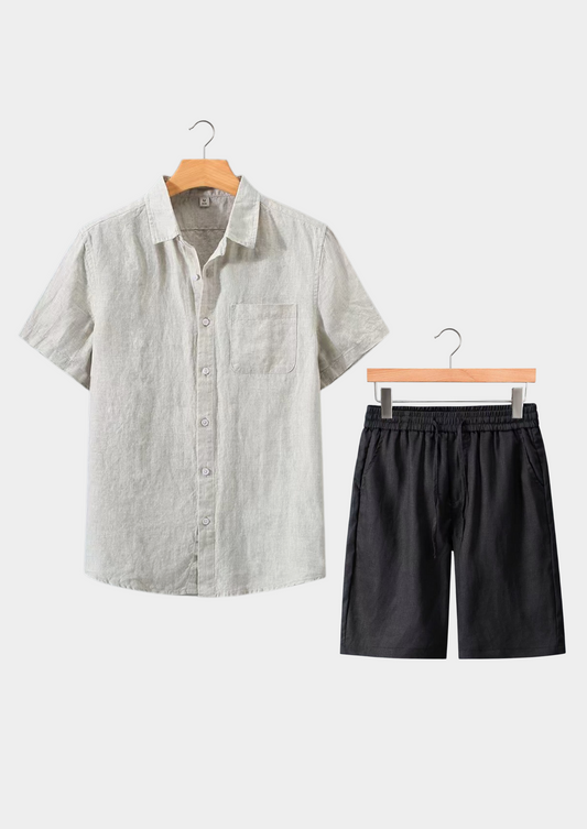 Dolcevita Shortsleeve Summer Set - Beige/black | Auremmont