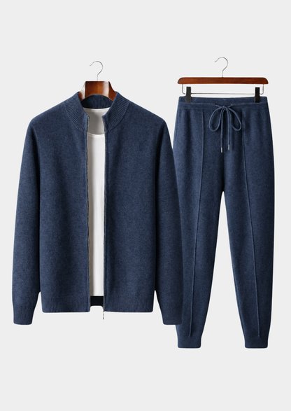 Pure Extra-Fine Merino Wool Navy Blue Luzzo Set | Auremmont