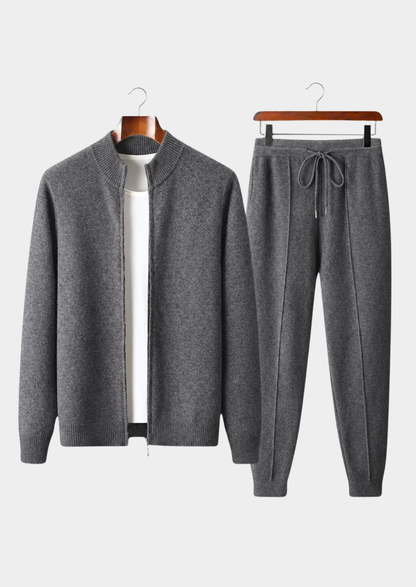 Pure Extra-Fine Merino Wool Dark Gray Luzzo Set | Auremmont