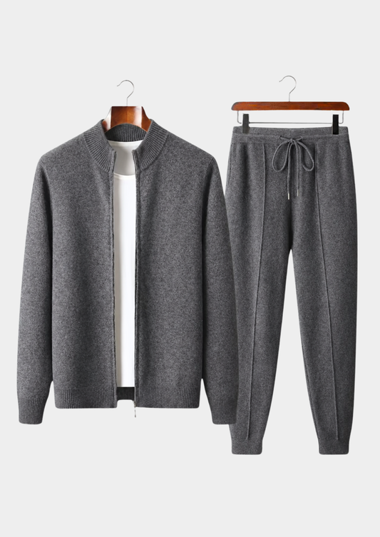 Pure Extra-Fine Merino Wool Dark Gray Luzzo Set | Auremmont