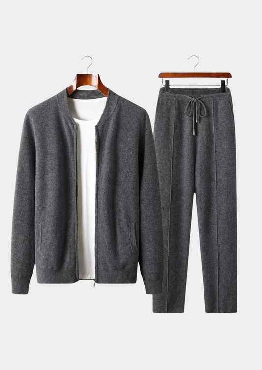 Pure Extra-Fine Merino Wool Dark Gray Falconi Set | Auremmont