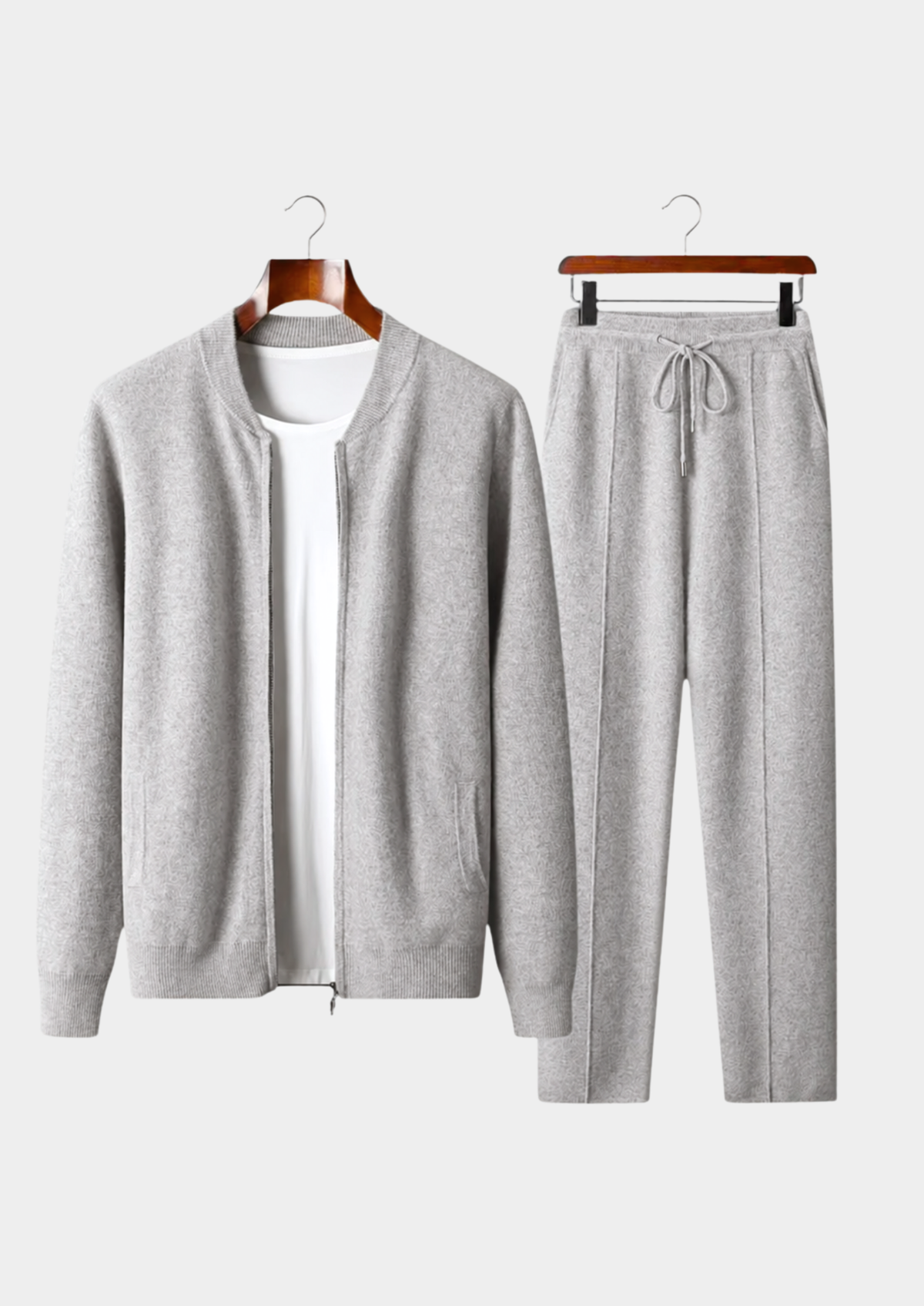 Pure Extra-Fine Merino Wool Light Gray Falconi Set | Auremmont