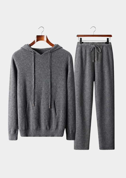 Pure Extra-Fine Merino Wool Dark Gray Savro Set | Auremmont