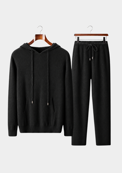 Pure Extra-Fine Merino Wool Black Savro Set | Auremmont