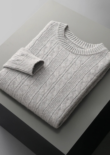 Pure Extra-Fine Merino Wool Cable Crewneck | Auremmont