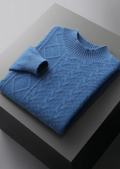 Pure Extra-Fine Merino Wool Jacquard Mockneck | Auremmont