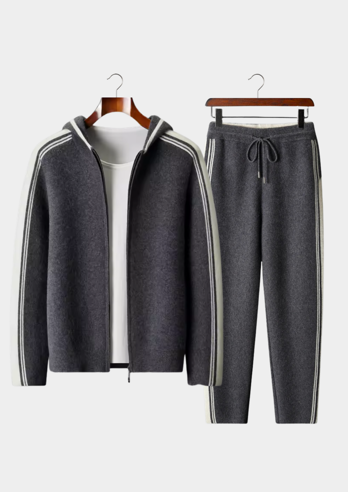 Pure Extra-Fine Merino Wool Dark Gray Damien Set | Auremmont