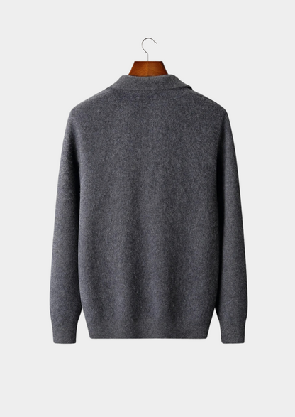 Premium Cashmere Zip Polo Cardigan | Auremmont