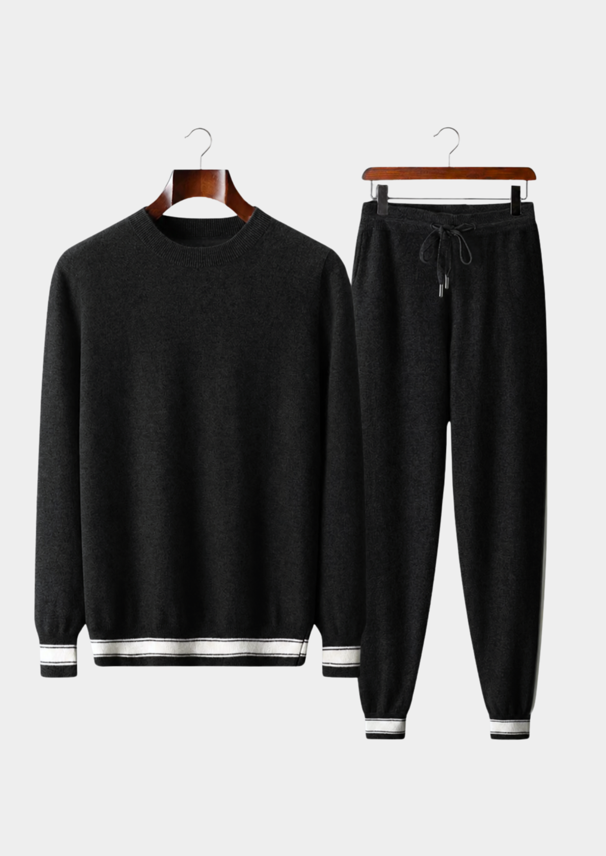Premium Cashmere Black Vienna Leisure Set | Auremmont