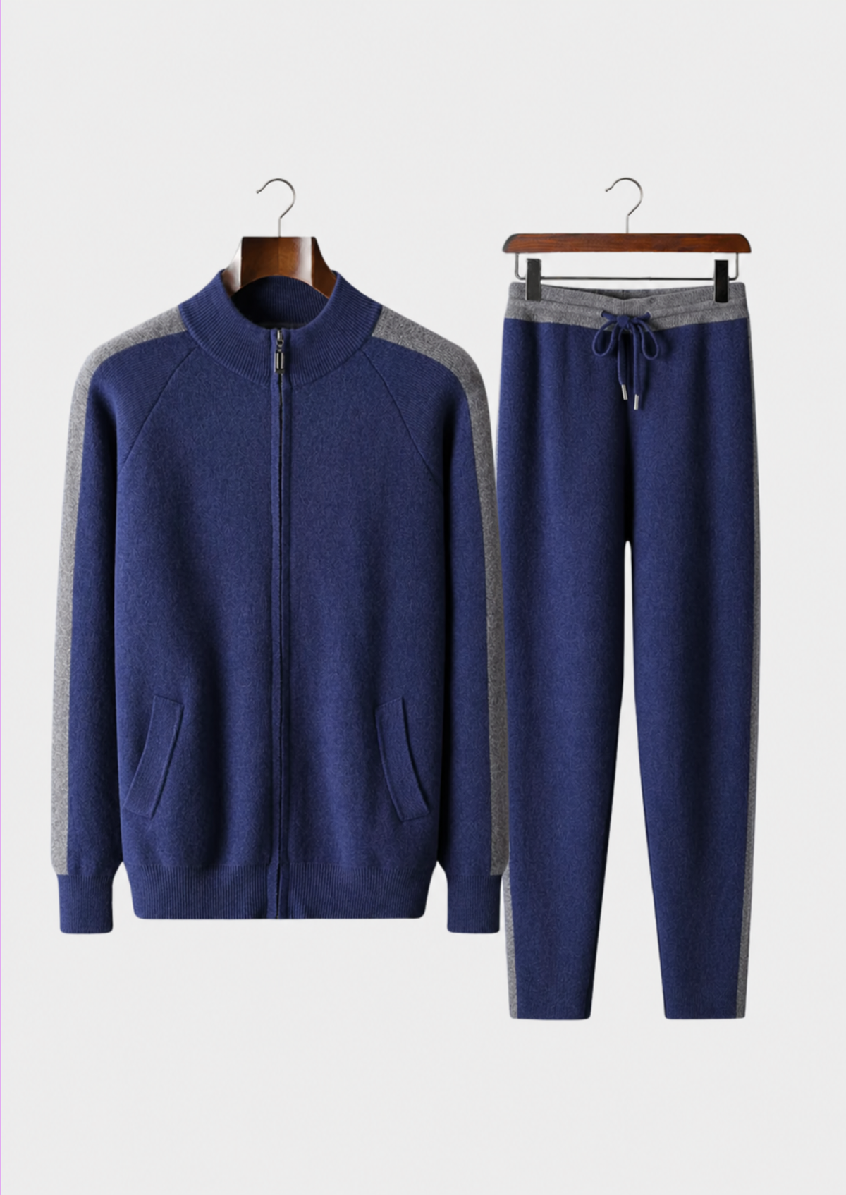 Premium Cashmere Navy Blue Torino Leisure Set | Auremmont