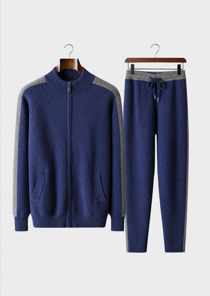 Premium Cashmere Navy Blue Torino Leisure Set | Auremmont