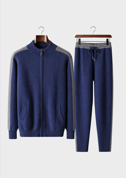 Premium Cashmere Navy Blue Torino Leisure Set | Auremmont