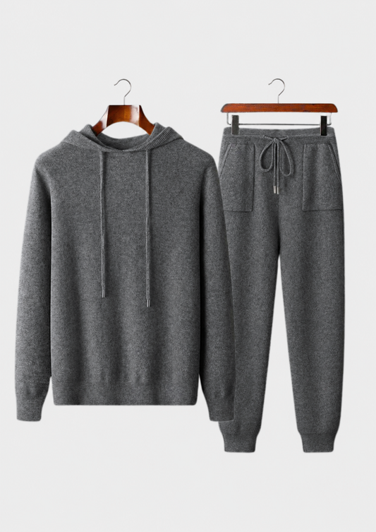 Premium Cashmere Dark Gray Alain Leisure Set | Auremmont