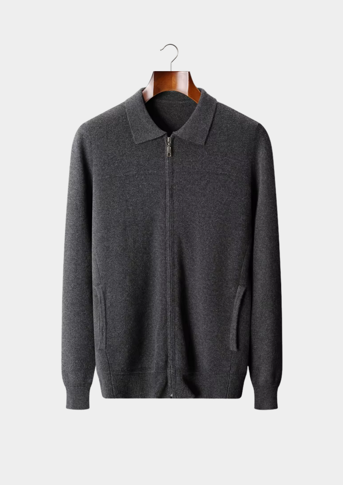 Pure Extra-Fine Merino Wool Ribbed Polo Cardigan | Auremmont