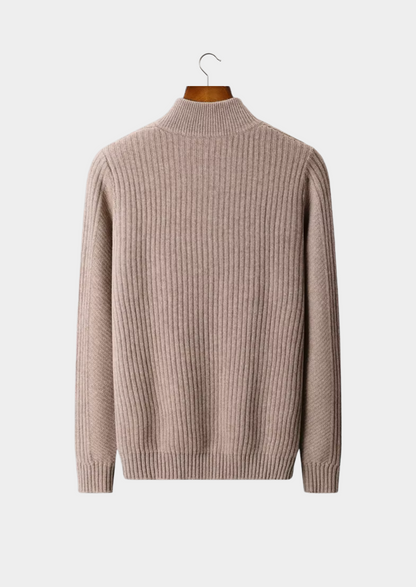 Pure Extra-Fine Merino Wool Ribbed Henley Sweater | Auremmont