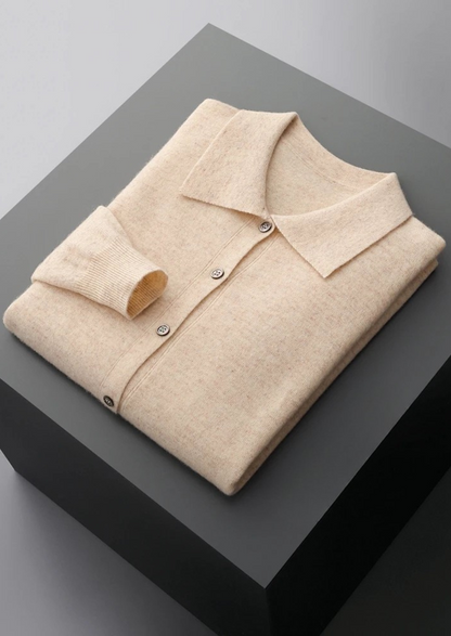Pure Extra-Fine Merino Wool Polo Cardigan | Auremmont
