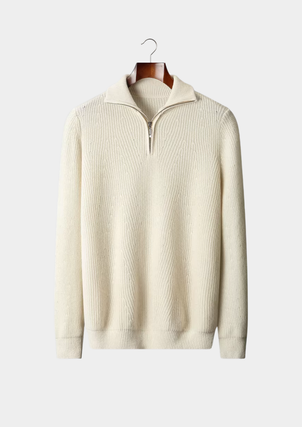Pure Extra-Fine Merino Wool Ribbed Half-Zip | Auremmont