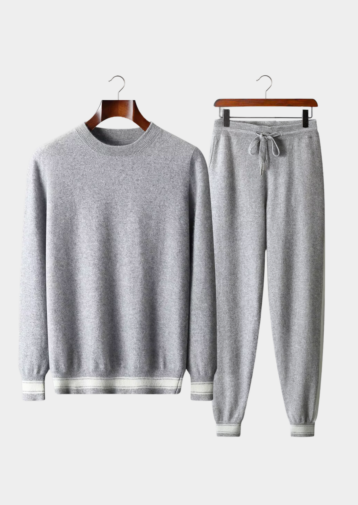 Premium Cashmere Light Gray Vienna Leisure Set | Auremmont