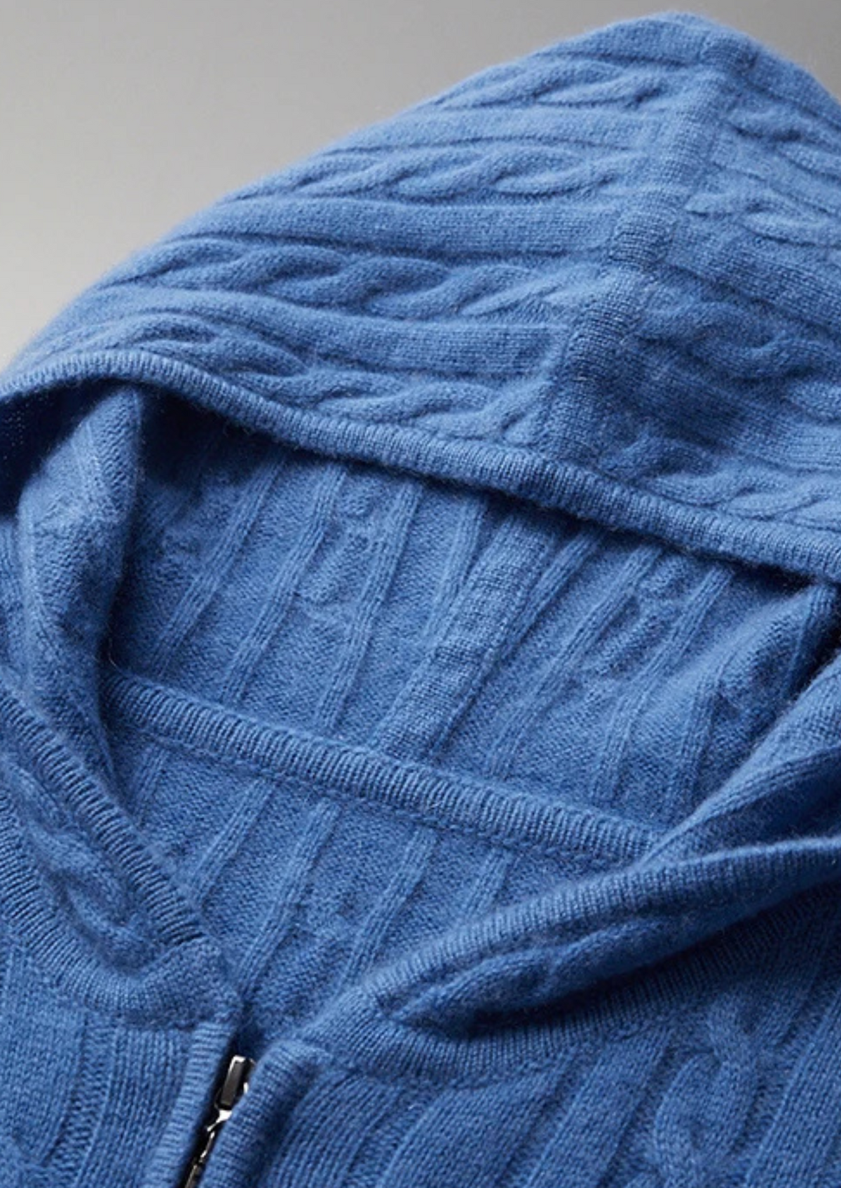 Premium Cashmere Cable Knit Zipper Hoodie | Auremmont